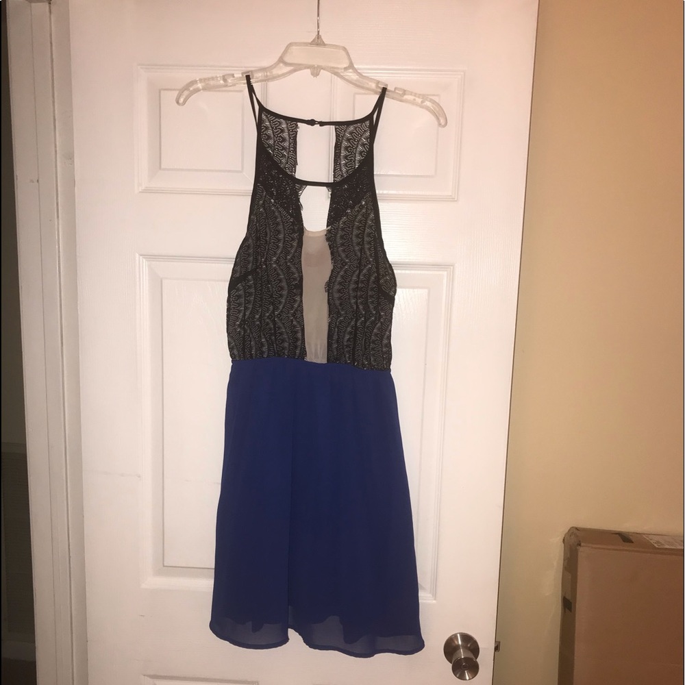 Blue and Black Lace Dress